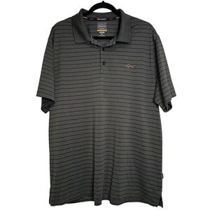 Greg Norman for Tasso Elba Men’s XL Charcoal Gray & Black Striped Golf Polo